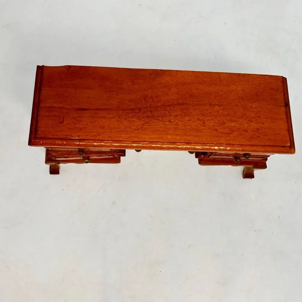 Vintage Miniature Wood Desk 1:12 Scale Dollhouse Executive Office Furniture